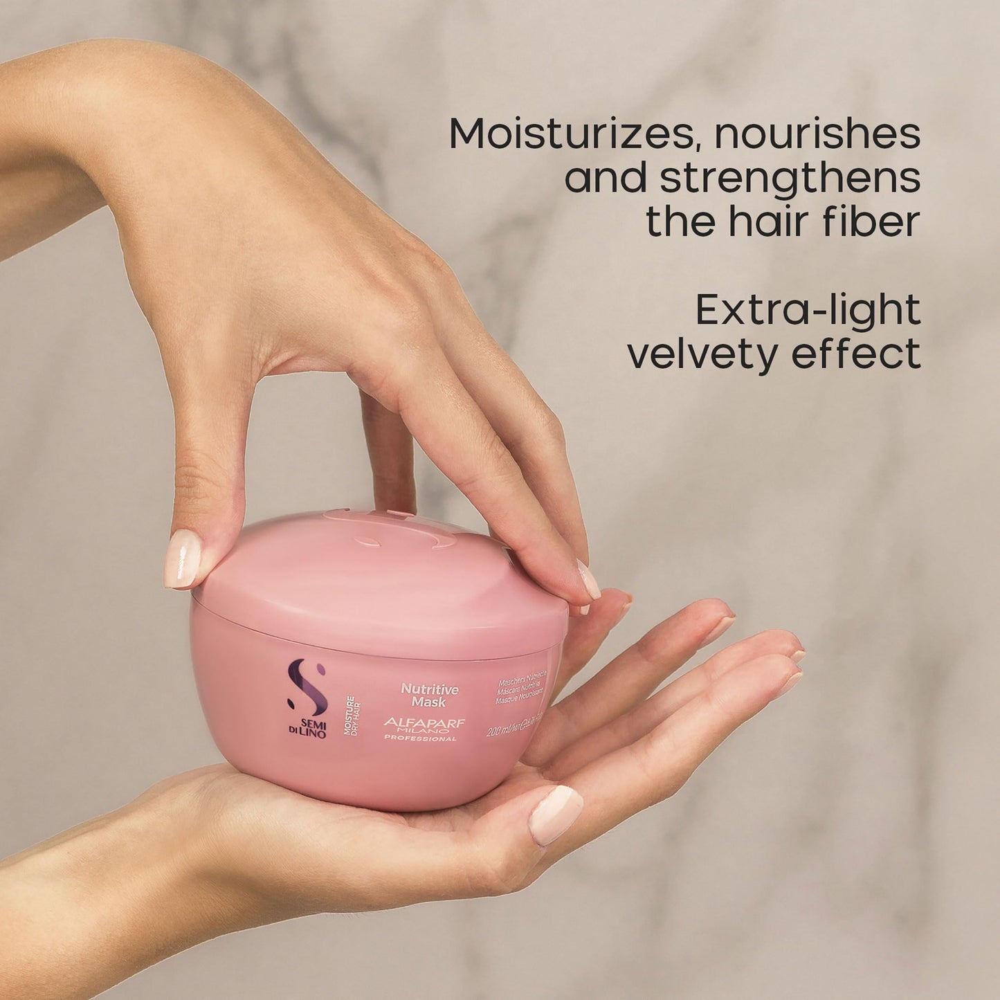ALFAPARF MILANO Semi di Lino Moisture Nutritive Mask for Dry Hair - Safe on Color Treated Hair - Hydrating, Moisturizing, Nourishing - Adds Brilliant Shine - Salon Quality (6.76 fl oz)