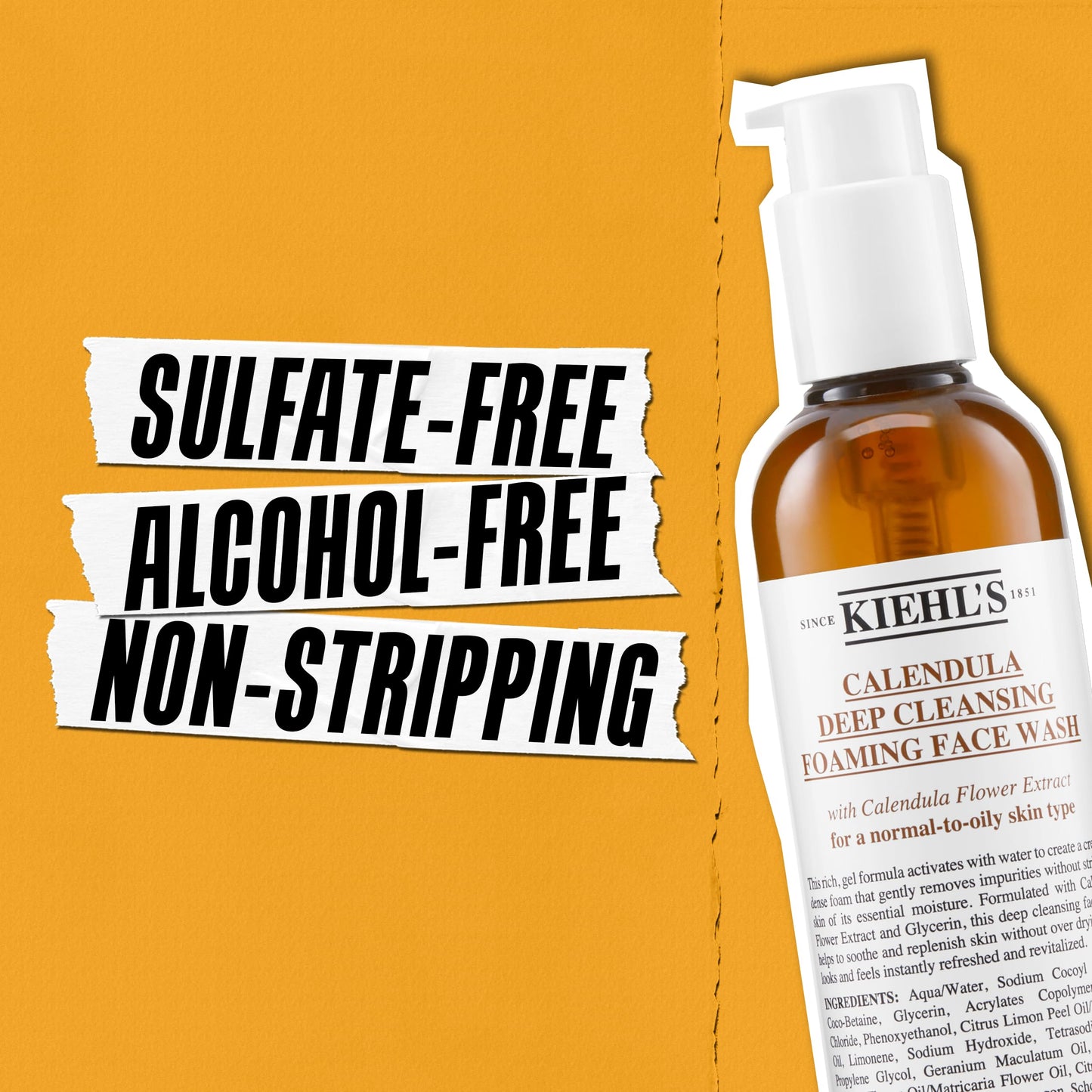 Kiehl's Calendula Deep Cleansing Foaming Face Wash with Gel Texture, Gentle Facial Cleanser for Normal, Oily & Sensitive Skin, Gently Cleanses without Stripping Skin, Removes Dirt & Oil, Paraben Free