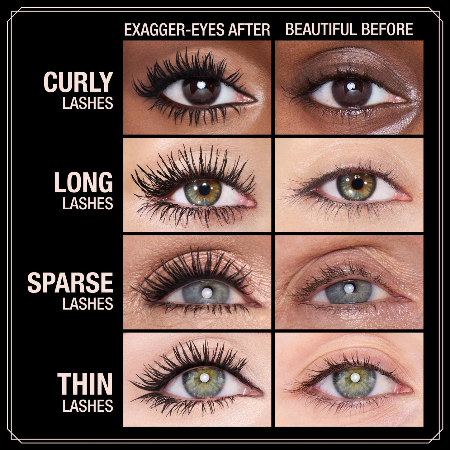 Charlotte Tilbury Exagger-Eyes Volume Mascara - Volumizing Black Mascara with 28-Hour Smudge-Proof & Flake-Proof Wear - Designed with a Ultra-Curved Brush