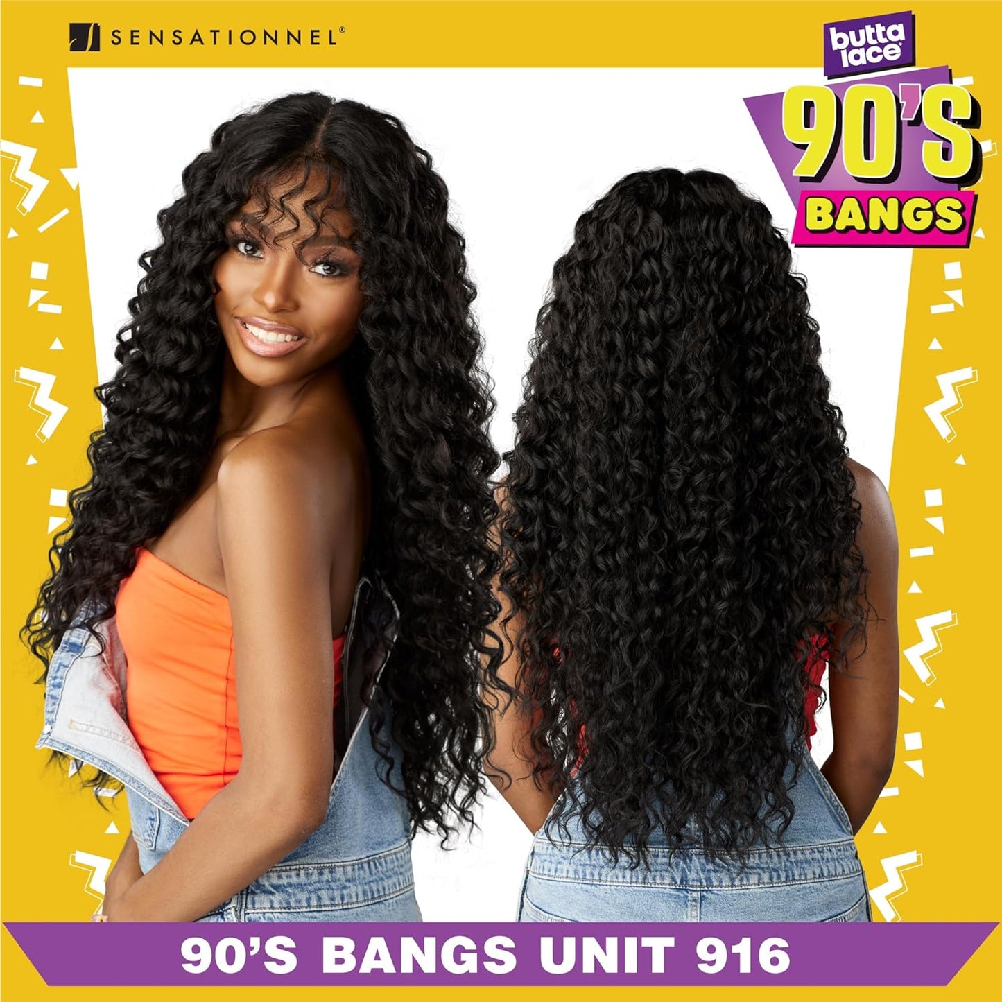 Sensationnel Butta Lace 90S Bangs Wig - Glueless Synthetic Hair with Deep Center Part | Balayage Gold