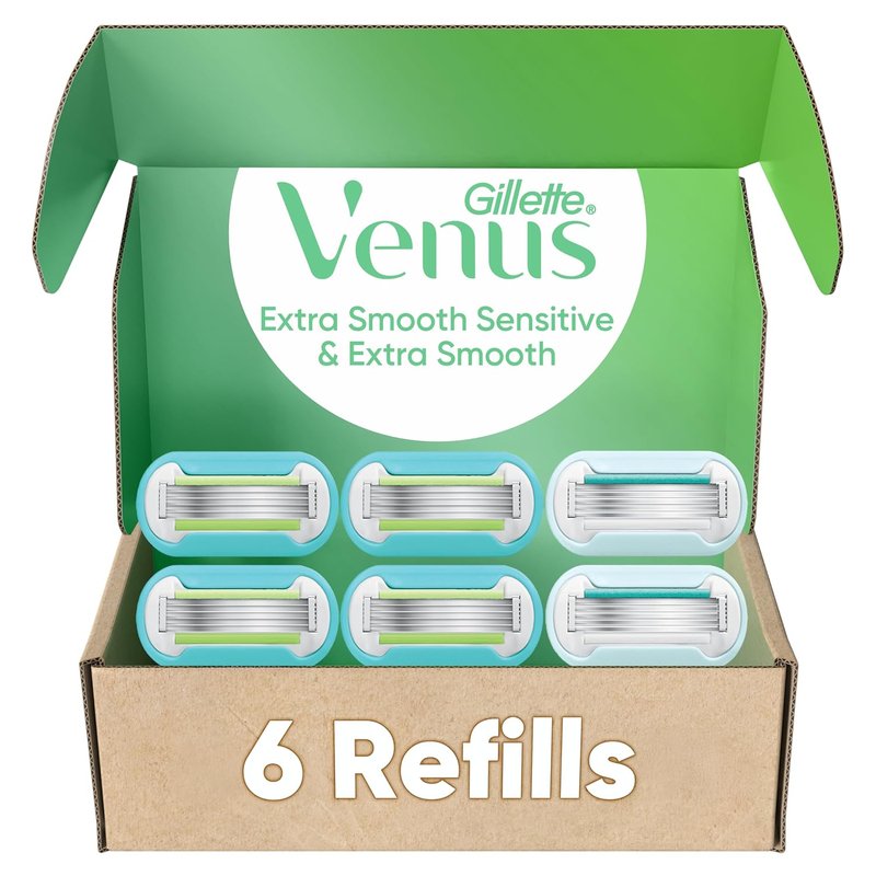 Gillette Venus Women's Razor Blade Refills - Extra Smooth 5-Bladed | 4 Count & Sensitive 2 Count