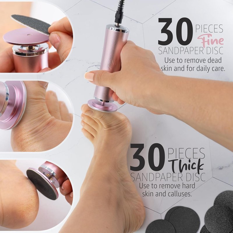 Electric Callus Remover - Professional Rechargeable Foot File with Extra Roller Heads & Moisturizing Cream | High-Speed Pedicure Tool for Cracked Heels