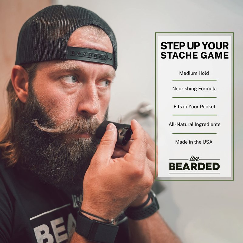 Live Bearded Mustache Wax Stick, 0.35 oz - Made in the USA with All-Natural Ingredients - Medium Hold Stache and Beard Styling for Men | Canyon - Juniper, Cypress, Fir Needle