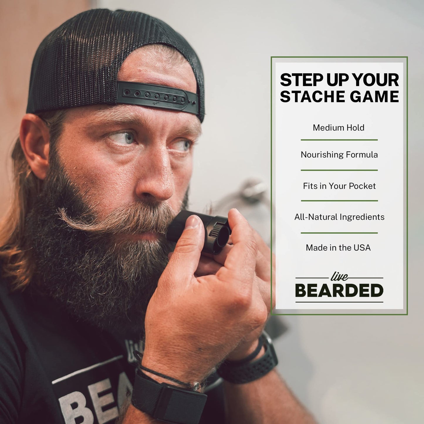Live Bearded Mustache Wax Stick, 0.35 oz - Made in the USA with All-Natural Ingredients - Medium Hold Stache and Beard Styling for Men | Canyon - Juniper, Cypress, Fir Needle