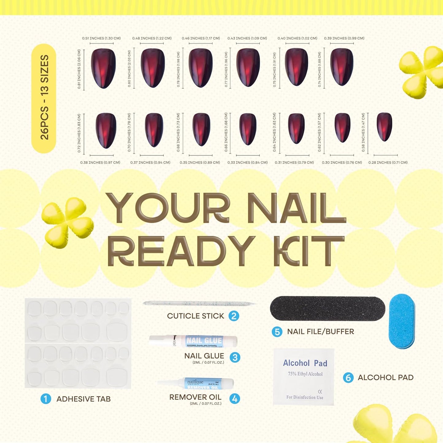 Press On Nails Short Almond - Handmade Cat Eye Soft Gel in Dark Black Red | 26 Reusable Nail Tips with Lamp-Curable Glue for Glam Valentine Wedding Manicure