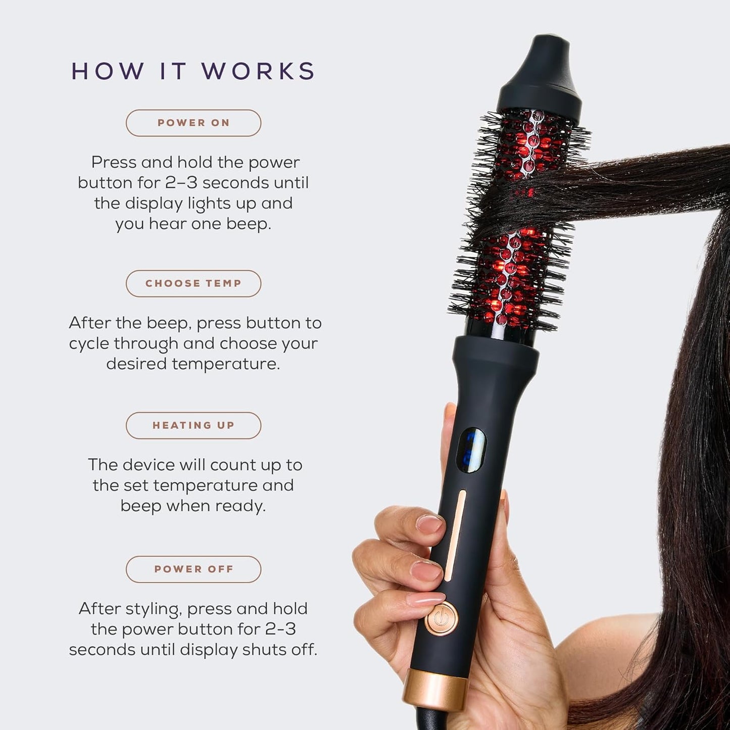 Sutra Thermal Brush | Lightweight Heated Round Brush for Effortless Hair Styling - Digital Display & Ionic Technology