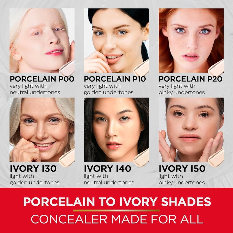 Mirabella Invincible Under Eye Concealer - Full Coverage Hydrating Makeup for Dark Circles & Fine Lines | Porcelain P00