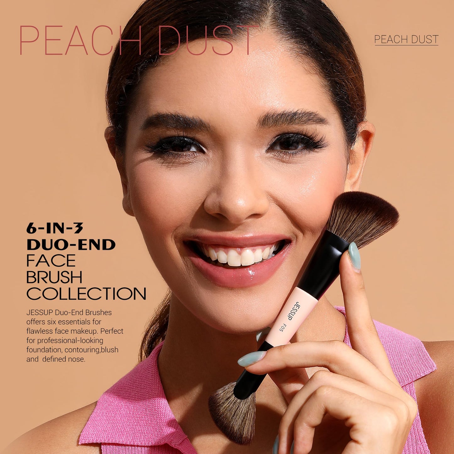 Jessup Face Double Sided Makeup Brushes Set T503 Bundled with Face Makeup Brushes T508