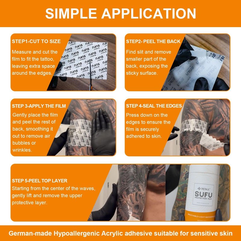 PEPAX SUFU Tattoo Aftercare Bandage - 6"x 10 Yard Second Skin Tattoo Cover Up Patch Waterproof Tattoo Bandage Breathable Tattoo Cover Up Tape Transparent Tattoo Wrap for Healing Tattoo Protection Film