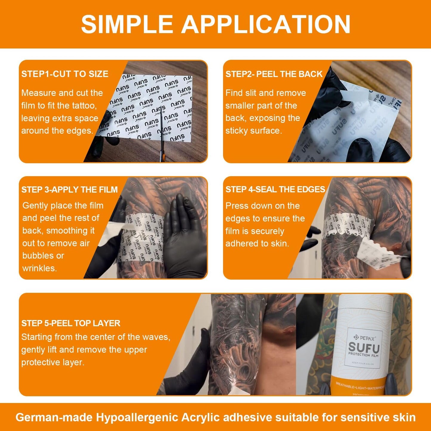 PEPAX SUFU Tattoo Aftercare Bandage - 6"x 10 Yard Second Skin Tattoo Cover Up Patch Waterproof Tattoo Bandage Breathable Tattoo Cover Up Tape Transparent Tattoo Wrap for Healing Tattoo Protection Film