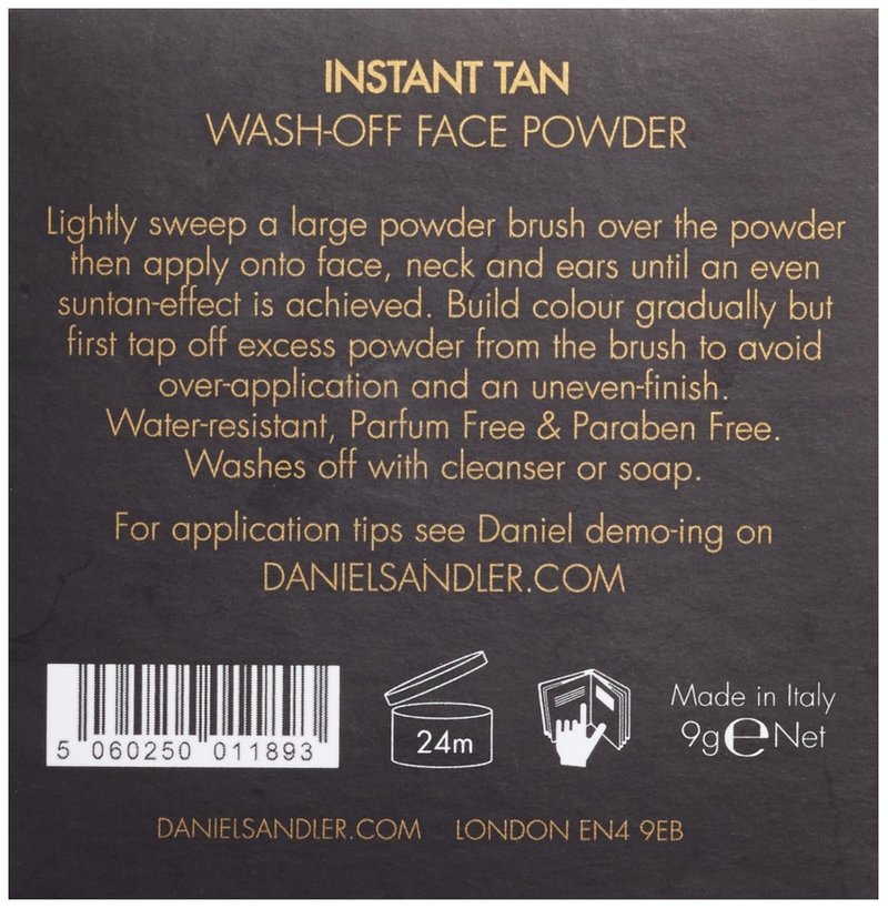 Daniel Sandler Instant Tan Wash-Off Face Powder Bronzer - Water-Resistant Matte Formula for Natural Glow | Fair to Medium Skin, Portable Compact with Mirror
