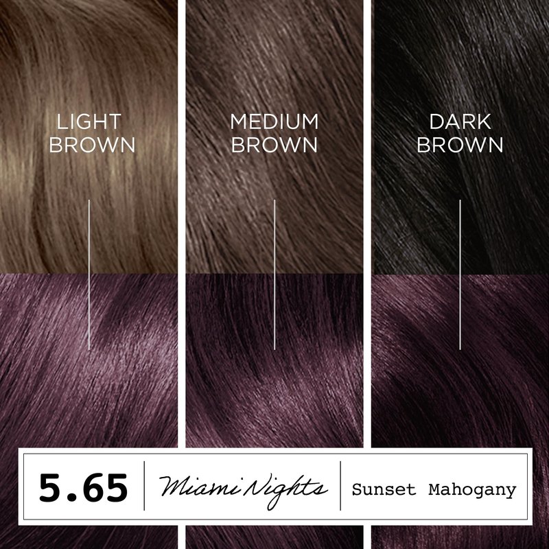 Clairol ColorStrong Permanent Hair Dye, Ammonia‑Free, PPD‑Free, 100% Gray Coverage with Bonding System, 5.65 Sunset Mahogany - Miami Nights Hair Color, Pack of 1
