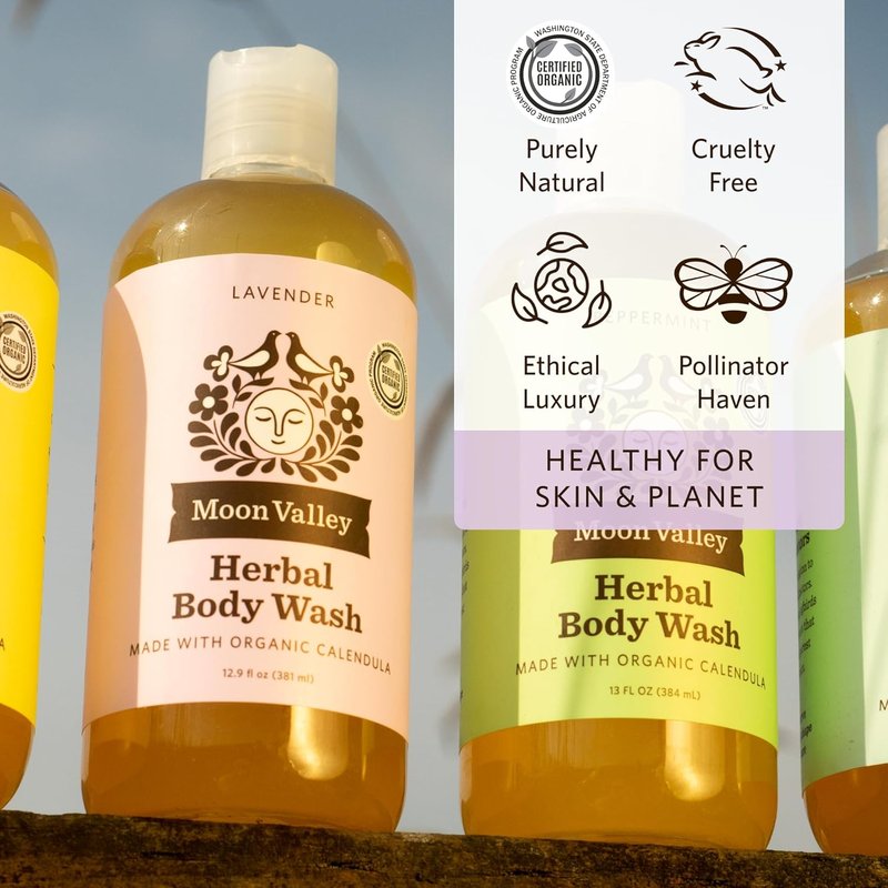 Herbal Body Wash Set - Lavender, Peppermint & Siberian Fir | All-Natural, Vegan, Moisturizing Essential Oils - 3 Pack