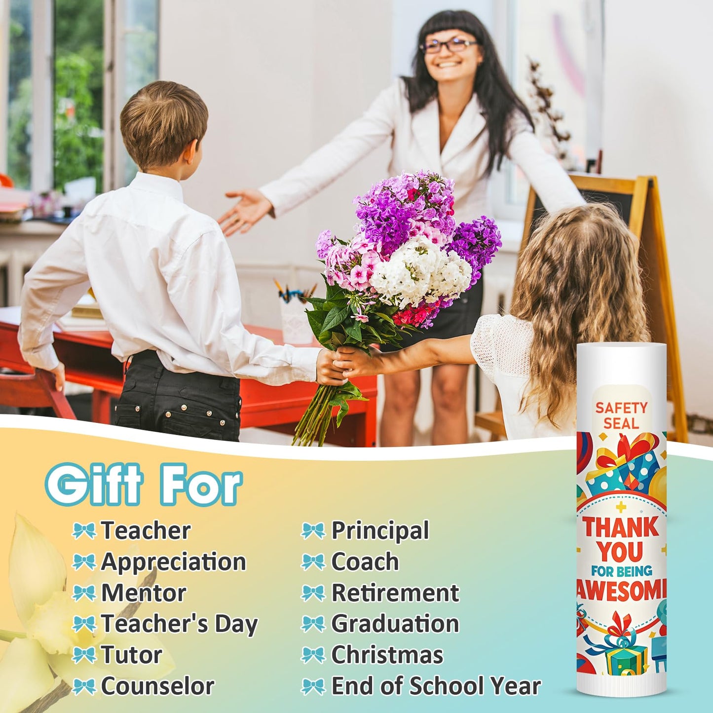 60 Pack Thank You Gifts Lip Balm Bulk Employee Appreciation Gift for Volunteer Team Coworkers Staff Appreciation Gifts Bulk for Women Men