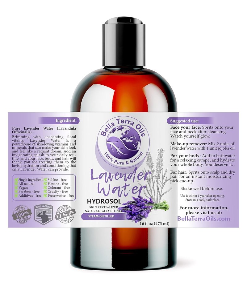 Hydrosol Water - Luxurious Lavender Rose Water Blend | 16oz, Essential Minerals & Amino Acids for Ultimate Skin Hydration