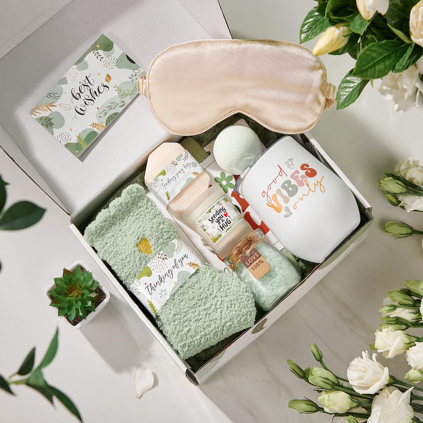 Self Care Gifts for Women Get Well Soon Gifts Basket,Relaxing Spa Basket Care Package with Tumbler and Blanket Thinking of You Gifts