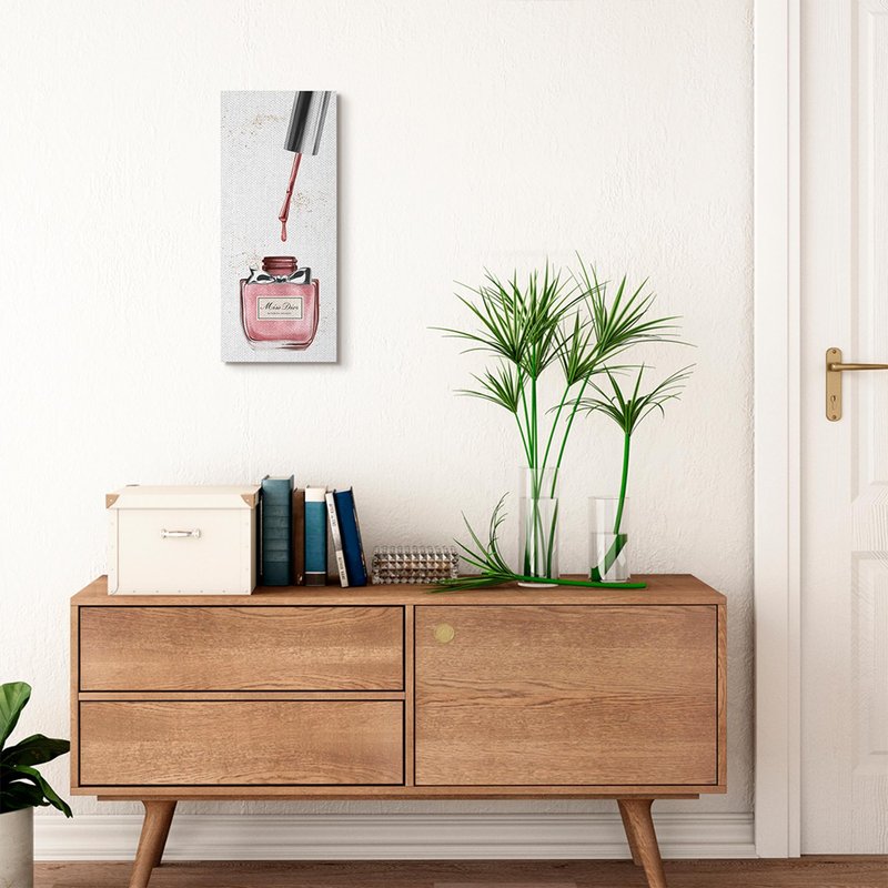 Stupell Industries 'Makeup Nail Polish Brush Pink Silver Fashion Design', Canvas Art, 10 x 24 Inches, Easy to Hang and Sturdy, Made in USA, by Ziwei Li