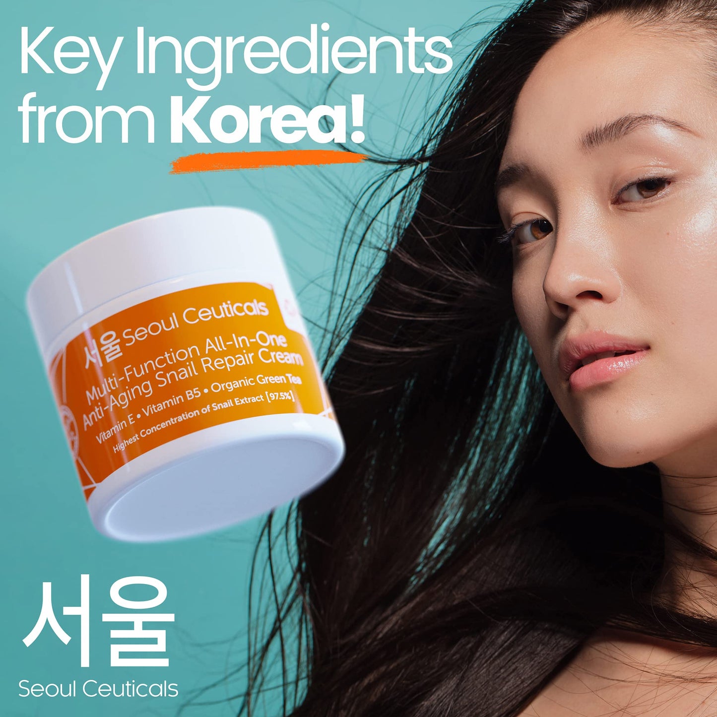 SeoulCeuticals Kojic Acid Serum + Snail Mucin Cream - Korean Anti Aging Skincare Set