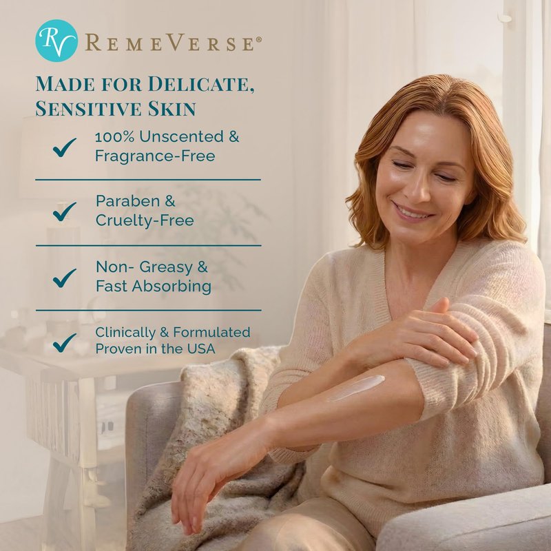 RemeVerse Radiation Cream – Unscented, Gentle, Hyaluronic Acid, Peptides & Calendula Cream for Burns, Soothing Skin and Hydrate Sensitive Skin, Radiation Treatment Skin Care – 6 fl oz