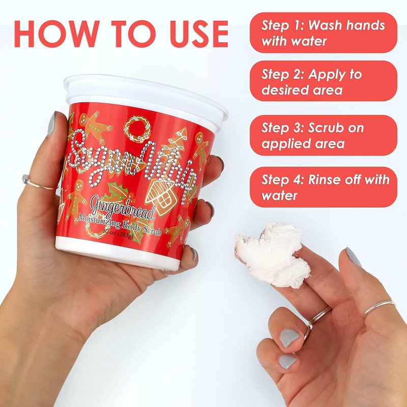 Primal Elements Sugar Scrub - Exfoliating Gingerbread Whip | Face & Body Cleanser, 10 oz