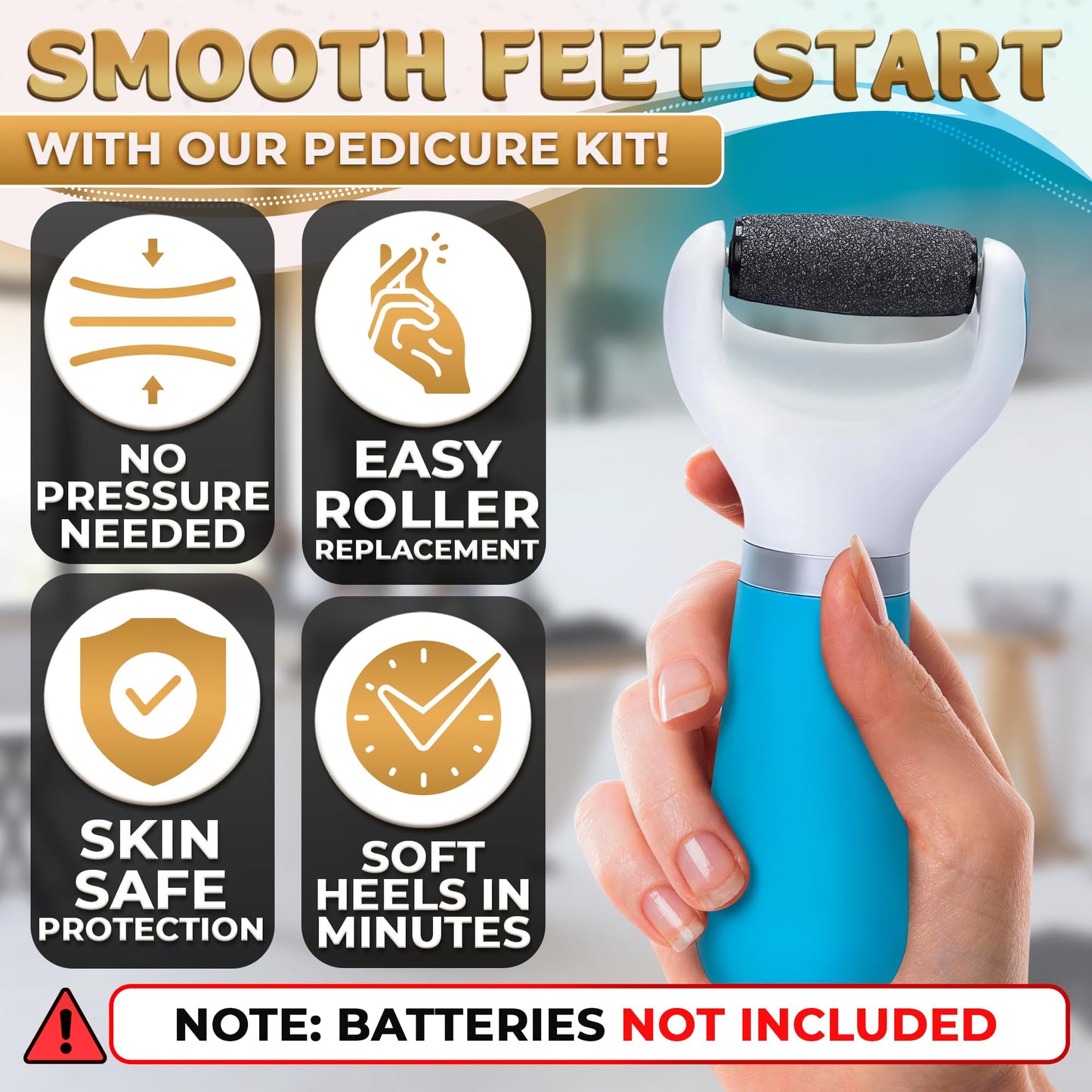 Electric Callus Remover for Feet with Rollers for Skin 11 Psc - Foot Heel Callus Remover Foot Scrubber Dead Skin Remover Tool for Feet Care Heel Scraper for Cracked Heels Pedicure Supplies