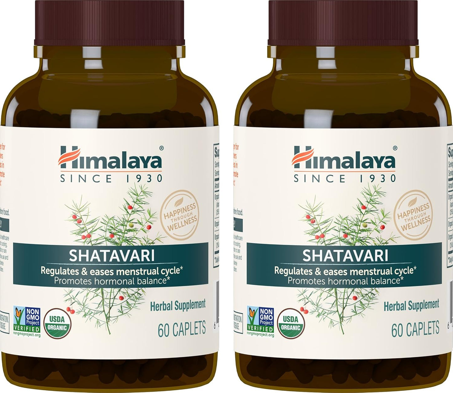Himalaya Organic Shatavari Capsules - Hormone Balance & Menstrual Relief | Vegan, Gluten-Free, 1300 mg, 2-Pack