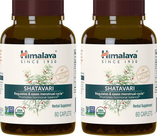 Himalaya Organic Shatavari Capsules - Hormone Balance & Menstrual Relief | Vegan, Gluten-Free, 1300 mg, 2-Pack