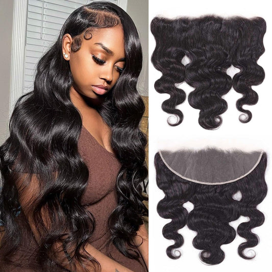 Omswet 13x4 HD Lace Frontal Human Hair Body Wave SKINLIKE 0.1mm Ultra-Thin HD Lace Frontal Pre Plucked Natural Hairline Small Knots 12A Braizilian Virgin Hair 14 Inch Body Wave Human Hair