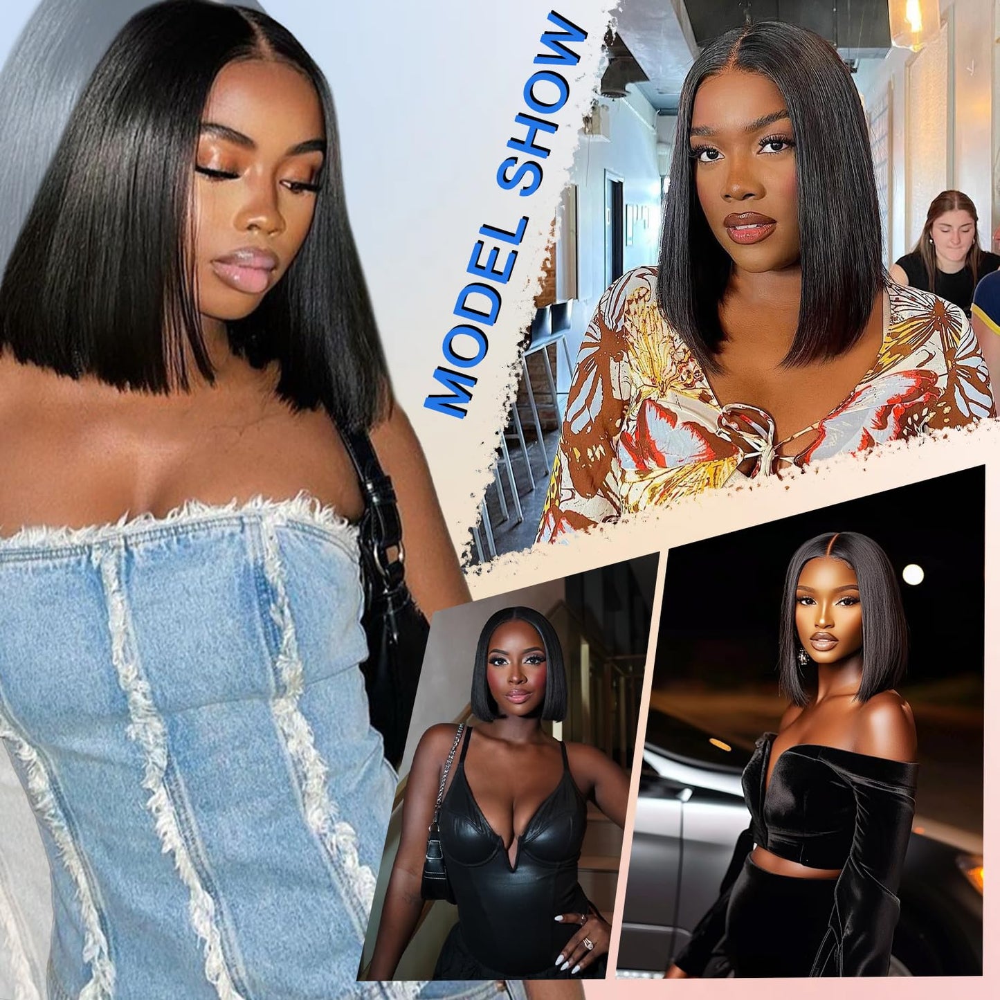 XZZ Wear and Go Glueless Bob Wig Human Hair Pre Plucked Pre Cut 200% Density Black Bob Human Hair Wig 12 Inch 9x6 HD Closure Lace Front Glueless Wigs Human Hair Short Straight Bob Wigs for Women
