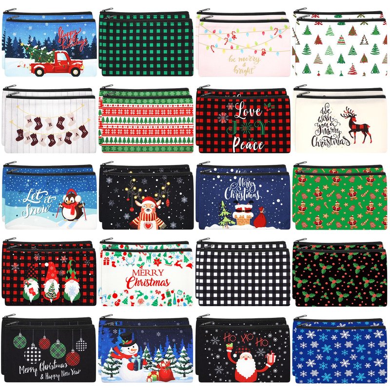 Abbylike 40 Pcs Halloween Makeup Bags Bulk, Zipper Cosmetic Pouches with Pumpkin Ghost Bat Witch Patterns Spooky Goodie Bags Gift for Women Party Gift Favors Travel Toiletry Storage