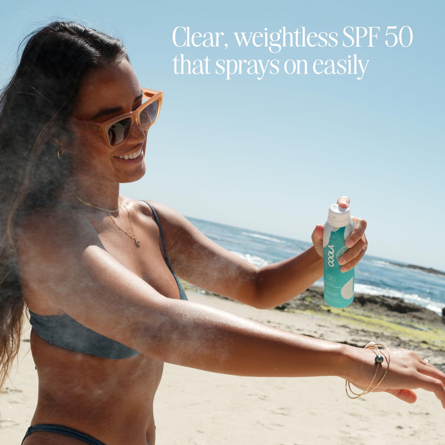 COOLA Organic Clear Sunblock Spray SPF 50, Voluspa California Summers Fragrance, Dermatologist Tested Skin Care for Daily Protection, Vegan and Gluten Free