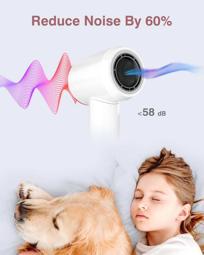 Hair Dryer, 160000 RPM Professional High Speed Ionic Blow Dryer 200 Million Negative Ions & Heat-Control & Low Noise Hairdryer with Magnetic Diffuser for Faster Drying All Hair Types, No Heat Damage