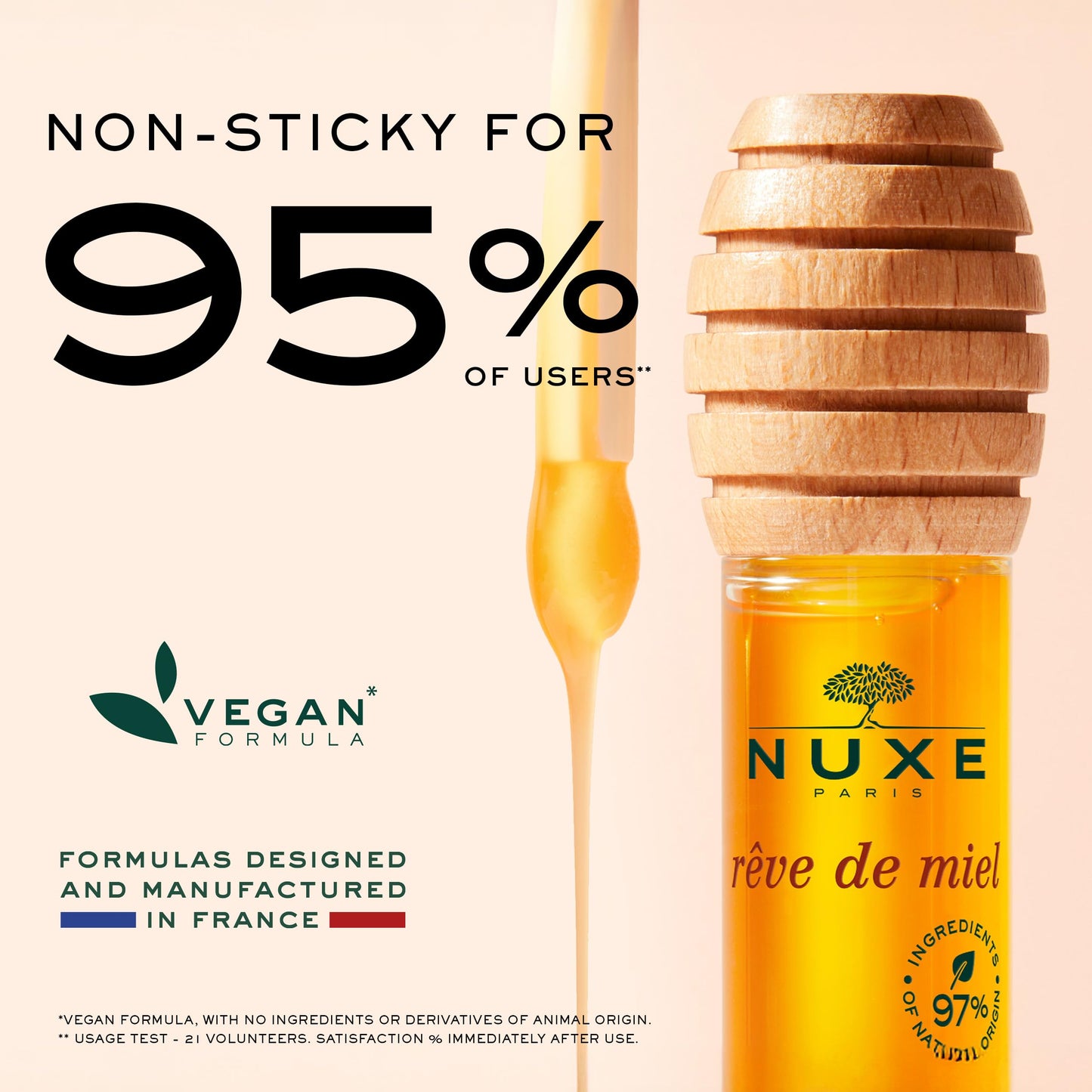 NUXE Rêve de Miel Honey Lip Oil With Vitamin E and Lavender for Moisturized Shiny Lips, 97 Percent Natural, 0.33 Fl Oz