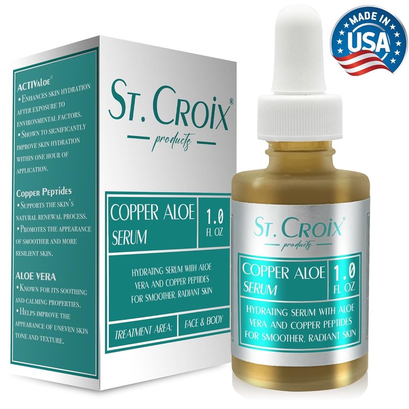 Copper Peptide & Aloe Serum - Hydrating & Firming Skin Treatment | 0.25% Copper & Pure Aloe Vera - 1 fl oz