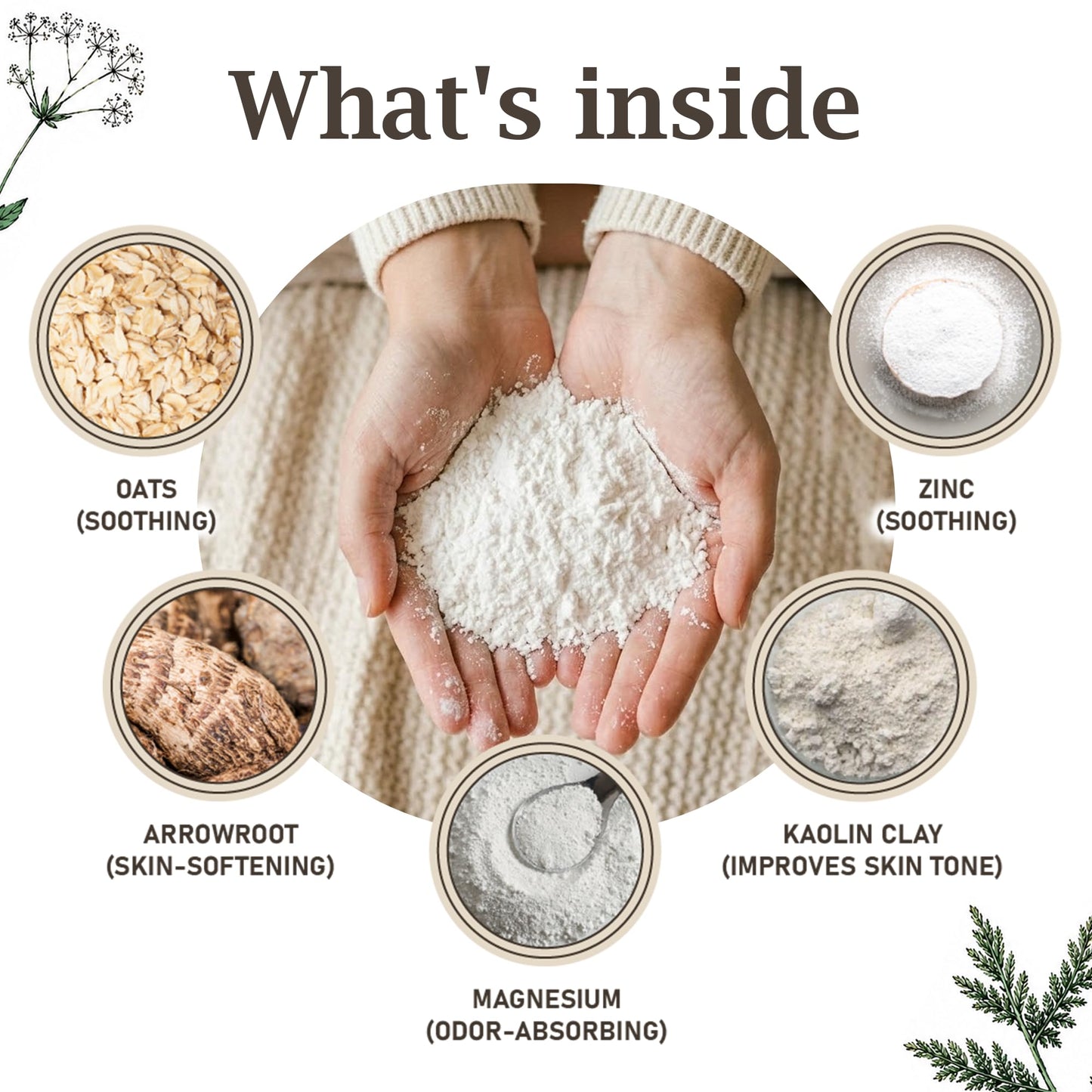 Sandalwood Talc-Free Dusting Powder with Arrowroot, Oats, Zinc & Magnesium - Body & Foot Powder for Women, Chafing & Deodorizing (Sandalwood)