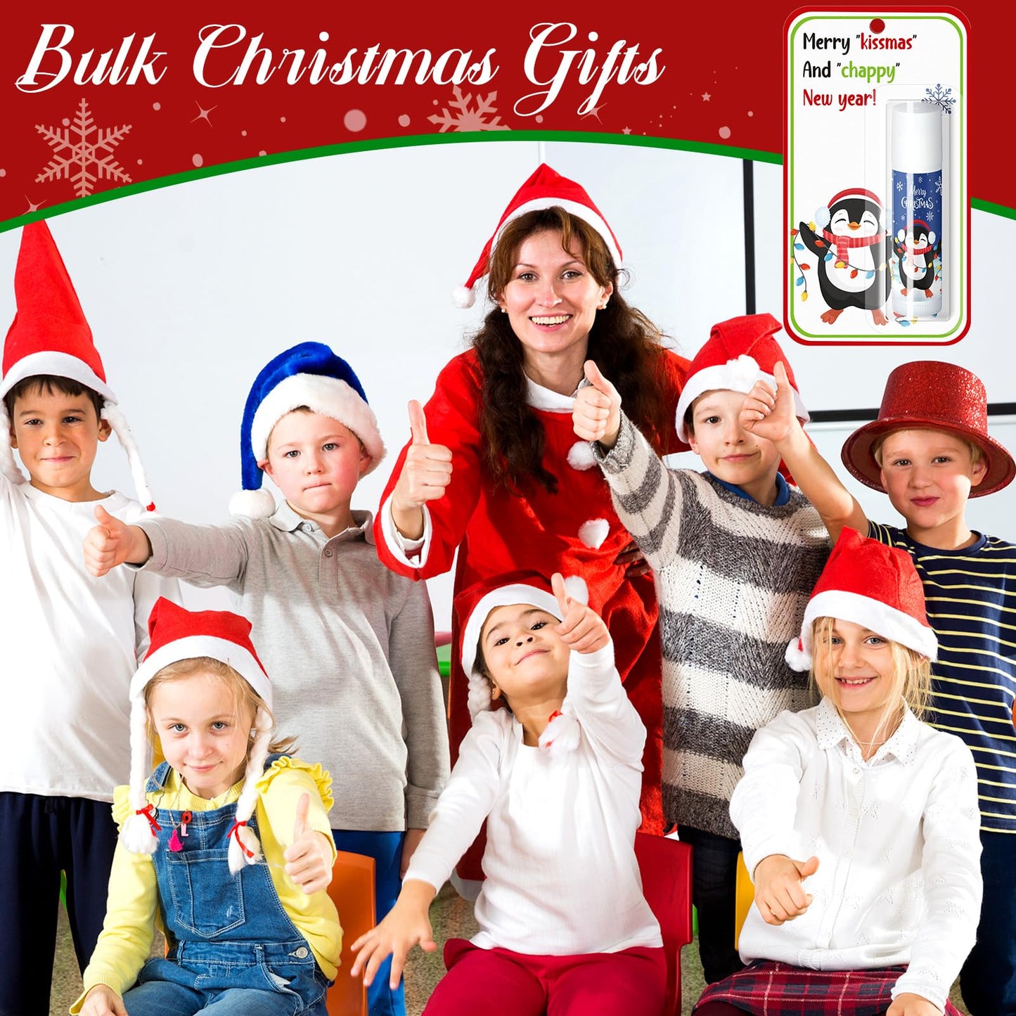 Sacubee 80 Pack Christmas Lip Balms Bulk Christmas Party Gifts Favors Stocking Stuffers Holiday Lip Balms Employee Staff Team Appreciation Gifts Thank You for Teacher Coworkers (Cute)