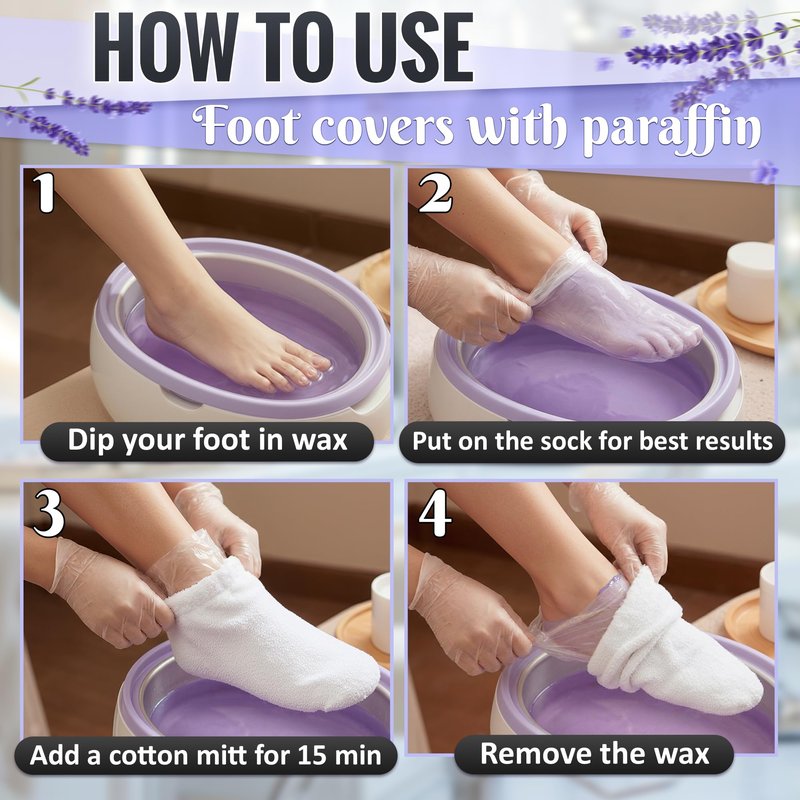 200 Pcs Plastic Socks for Moisturizing Feet – Leak-Proof Foot Gloves for Moisturizing, Ribbed Anti-Slip Design with 200 Stickers for Secure Fit – Paraffin Wax Bags | Self Care & Holiday Gifting