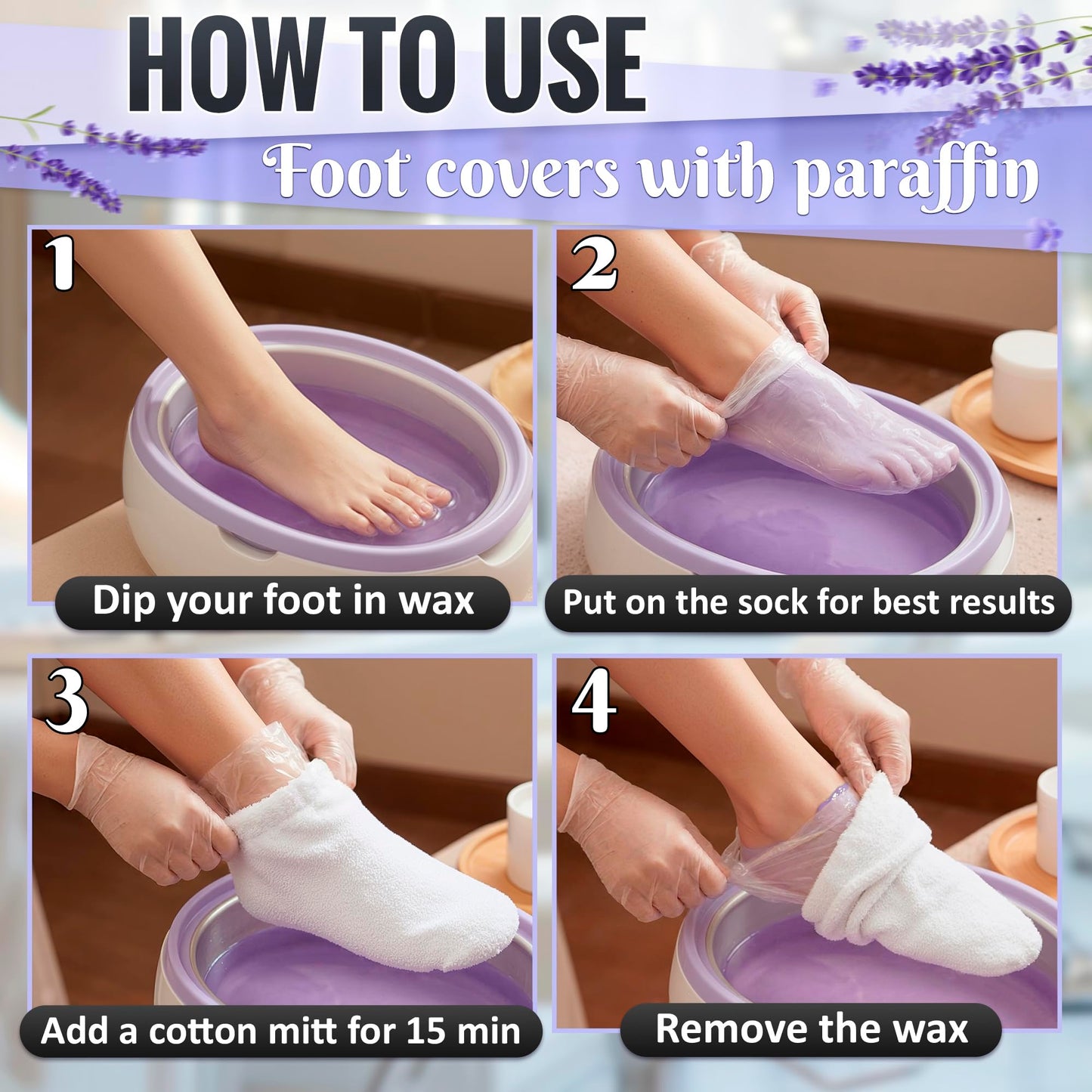200 Pcs Plastic Socks for Moisturizing Feet with 200 Stickers for Secure Fit – Leak-Proof Foot Gloves with Ribbed Anti-Slip Design – Plastic Foot Covers for Self Care & Gifting | Paraffin Wax Bags