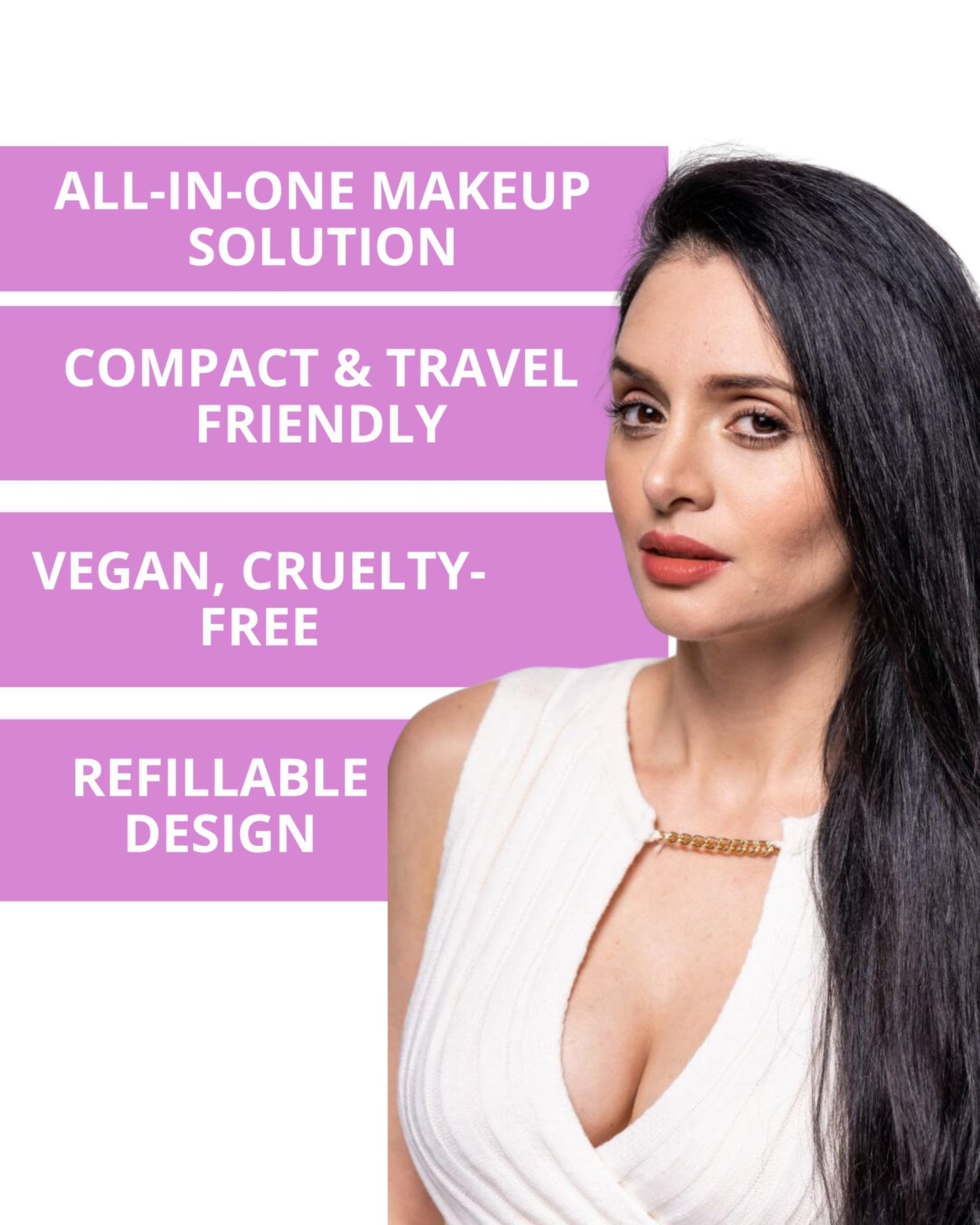YazzBeauty - 4 in 1 Makeup Touch Up Pen with Brown Mauve Lip Liner, Black Eyeliner, Dark Brown Eyebrow Pencil, and Champagne Gold Highlighter, Compact Beauty Pen, Smudge Proof, Vegan, Cruelty-Free