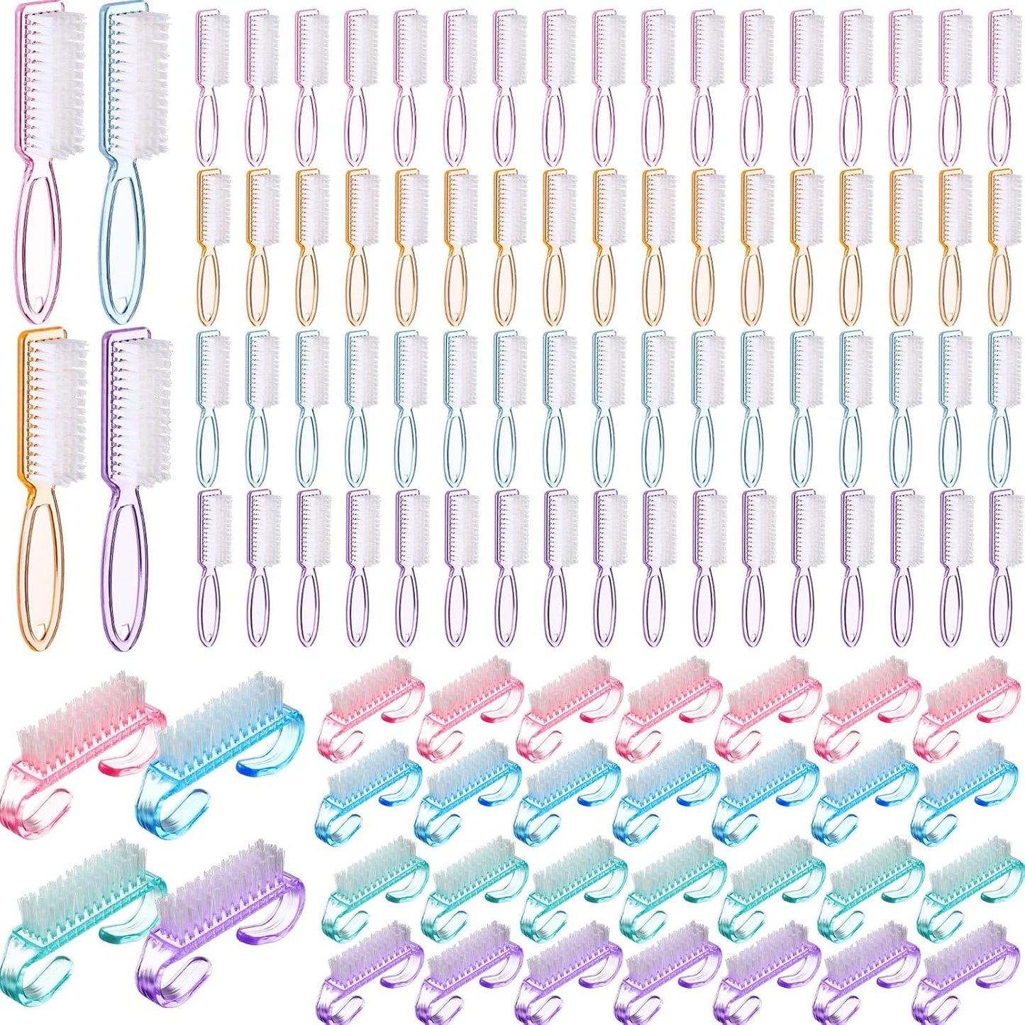 Colorful Nail Cleaning Brushes - Ergonomic Grip Pedicure Scrubbing Tool | 200 Pcs Multicolor Set for Men & Women