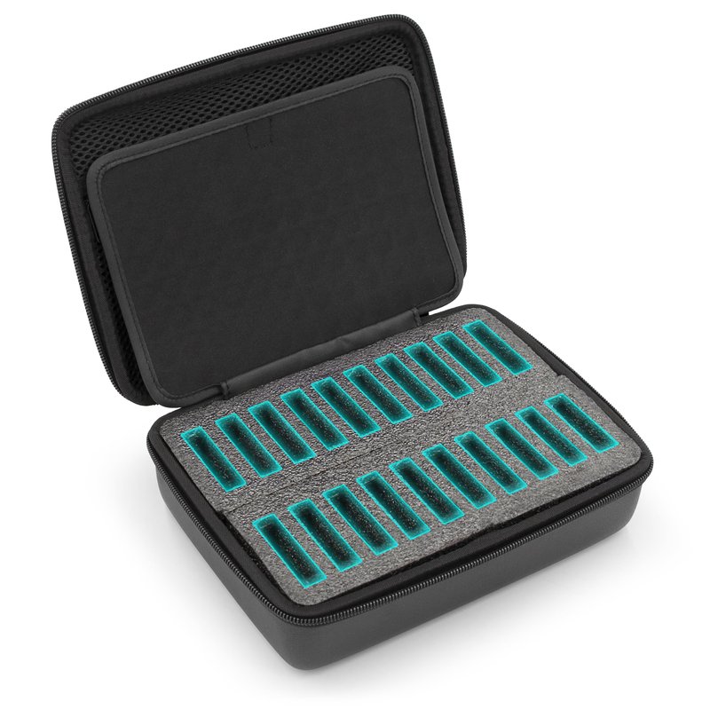 CASEMATIX Hair Clipper Blade Storage Case Fits 20 Clipper Blades & Guards – Compatible with Wahl, Andis, Oster, BaBylissPRO Detachable Metal Guards – Barber Travel Organizer Holder Case