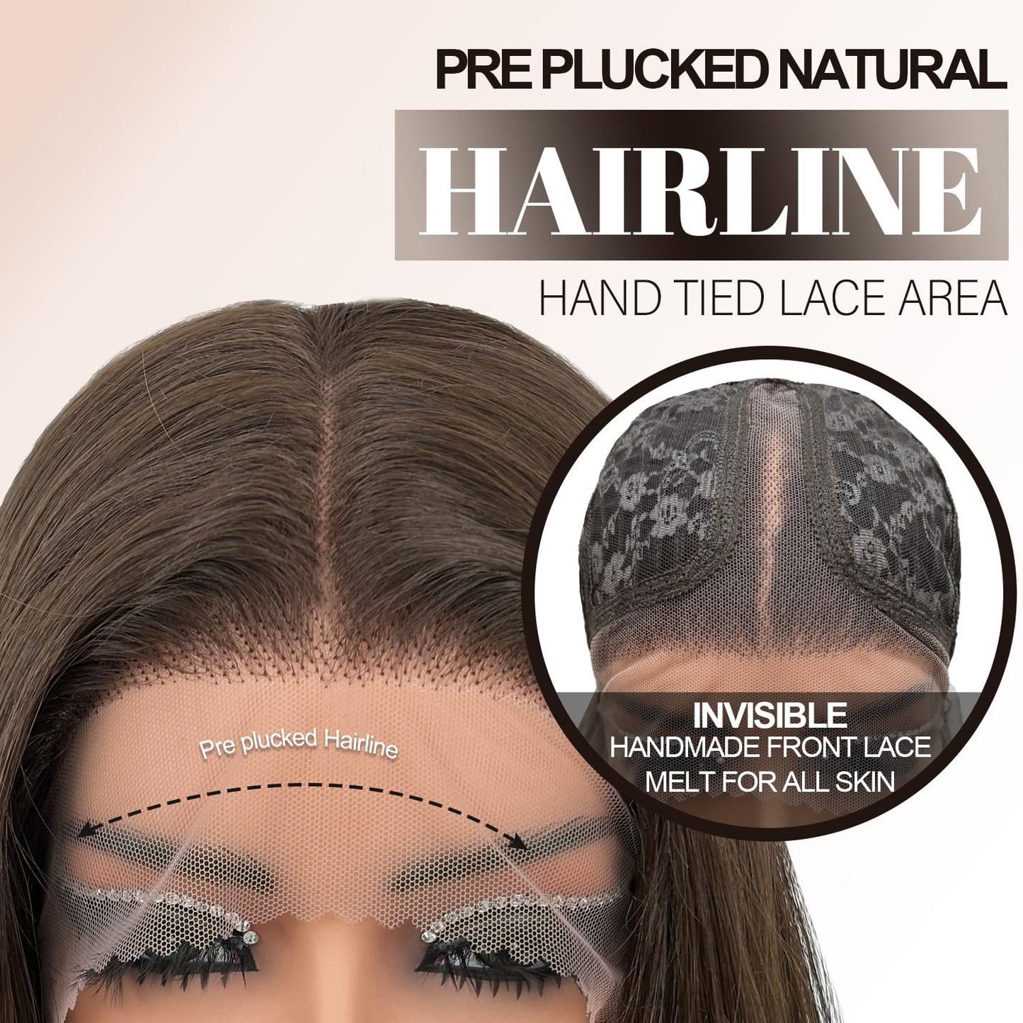 Su Mei.s Glueless Synthetic Lace Front Wig 26 Inches Long Straight Wigs for Black Women 13x5x1 HD Lace Hand Tied Pre Plucked Hairline (#4 Chocolate Brown, 26 Inch)