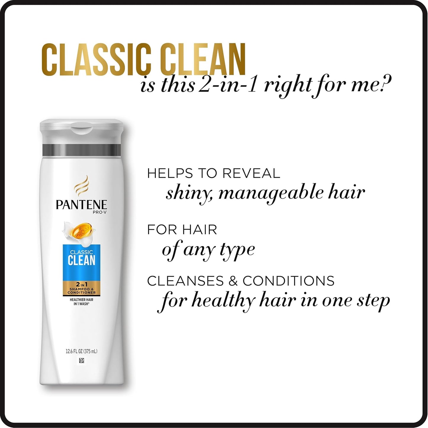 Pantene Pro-V Classic Clean 2-in-1 Shampoo & Conditioner - 30.4 fl oz | Deep Cleansing Formula