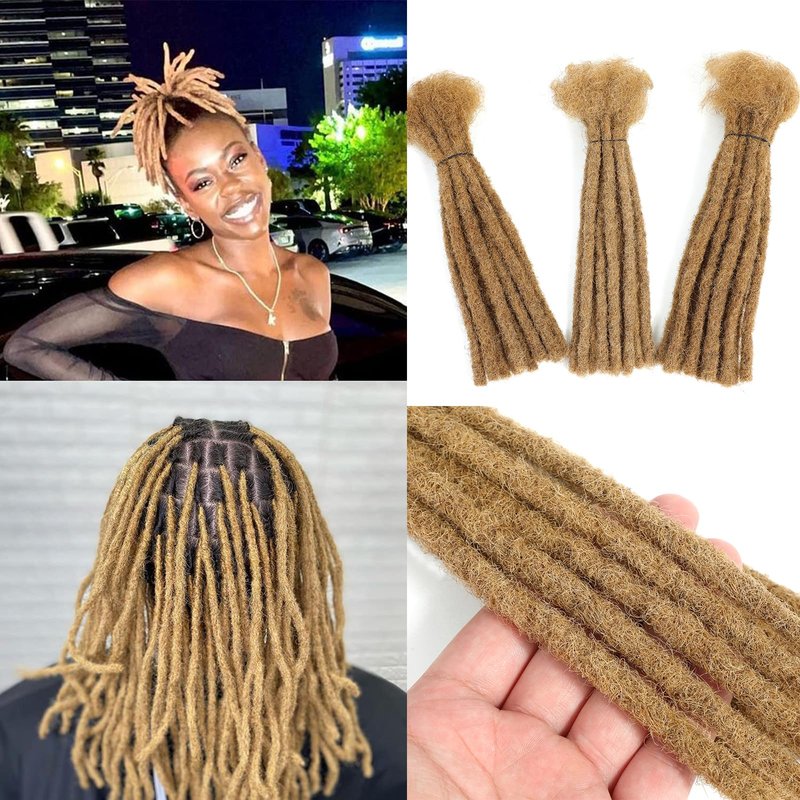 Loc Extensions Human Hair 0.8 cm Dreadlock Extensions Human Hair Dread Extensions Dread Lock Hair Extensions For Men Women 8 Inch 30 Strands 100% Real Human Hair Locs Handmade Permanent Locs