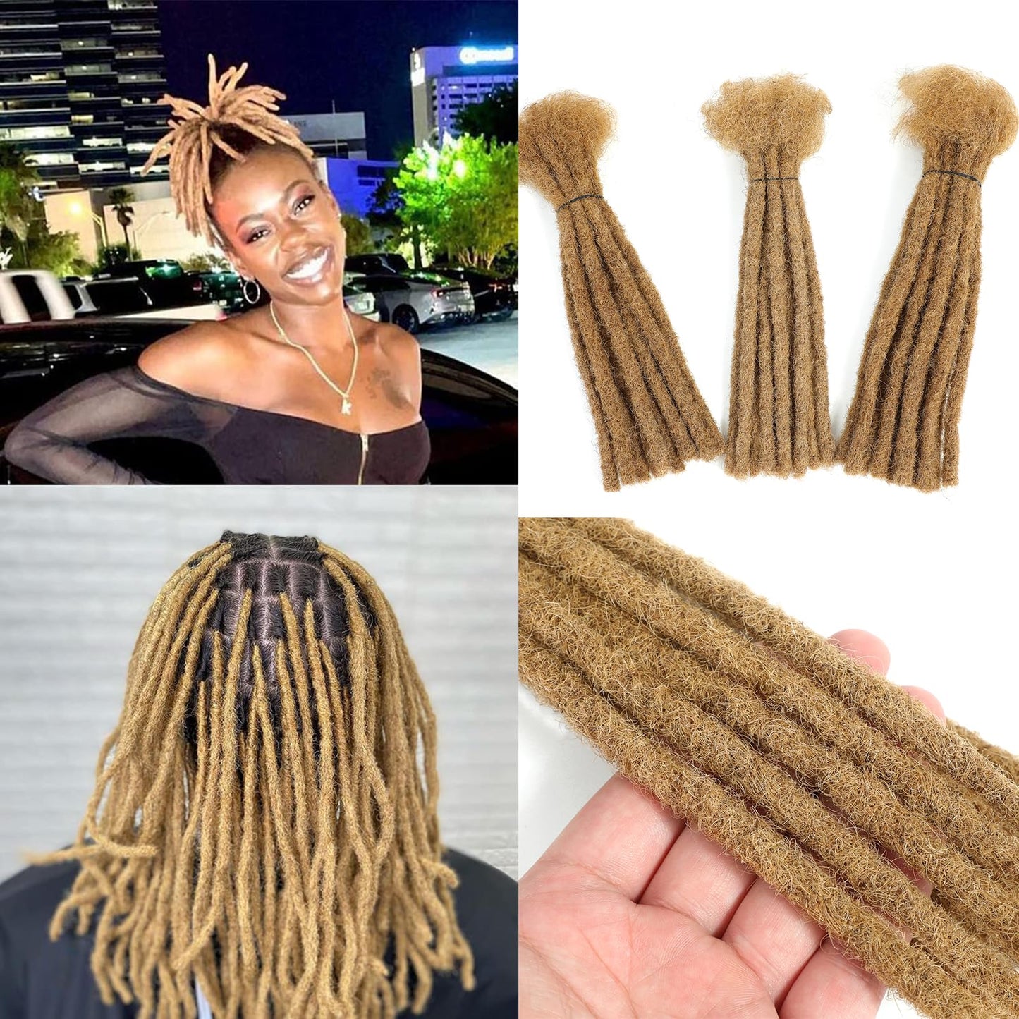 Loc Extensions Human Hair 0.8 cm Dreadlock Extensions Human Hair Dread Extensions Dread Lock Hair Extensions For Men Women 8 Inch 30 Strands 100% Real Human Hair Locs Handmade Permanent Locs