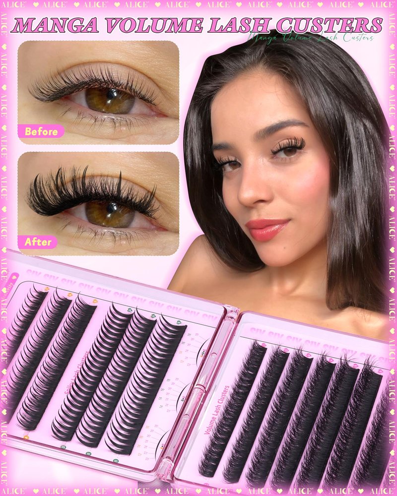 ALICE Flaunt Lash Clsuters Eyelash Clusters, Fluff Lash Extensions Anime Spiky Eyelash Extensions, Fairy Manga Volume Individual Lashes with Bottom Lashes 8-18mm SIY Separate it Yourself