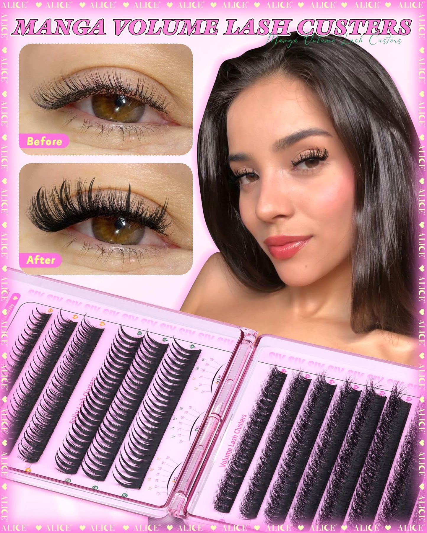 ALICE Flaunt Lash Clsuters Eyelash Clusters, Fluff Lash Extensions Anime Spiky Eyelash Extensions, Fairy Manga Volume Individual Lashes with Bottom Lashes 8-18mm SIY Separate it Yourself