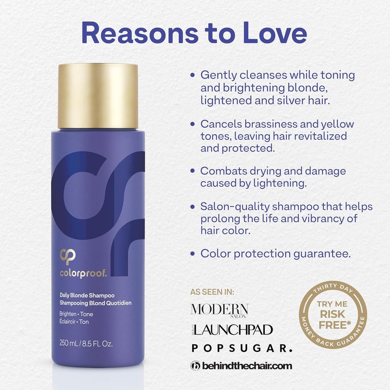 Colorproof Daily Blonde Shampoo - Sulfate-Free Formula for Blonde Color-Treated Hair | 8.5 Fl. Oz. with Citrus, Jasmine & Coconut Milk Scent