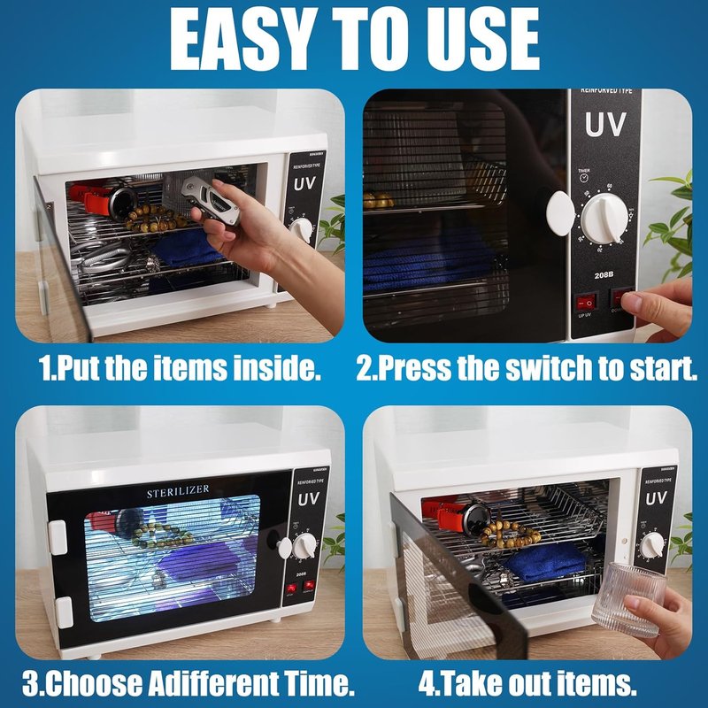 12L Extra-Large UV Light Nail Tool Cleaning Machine - Dual UVC Lamps with Timer for Salon & Spa