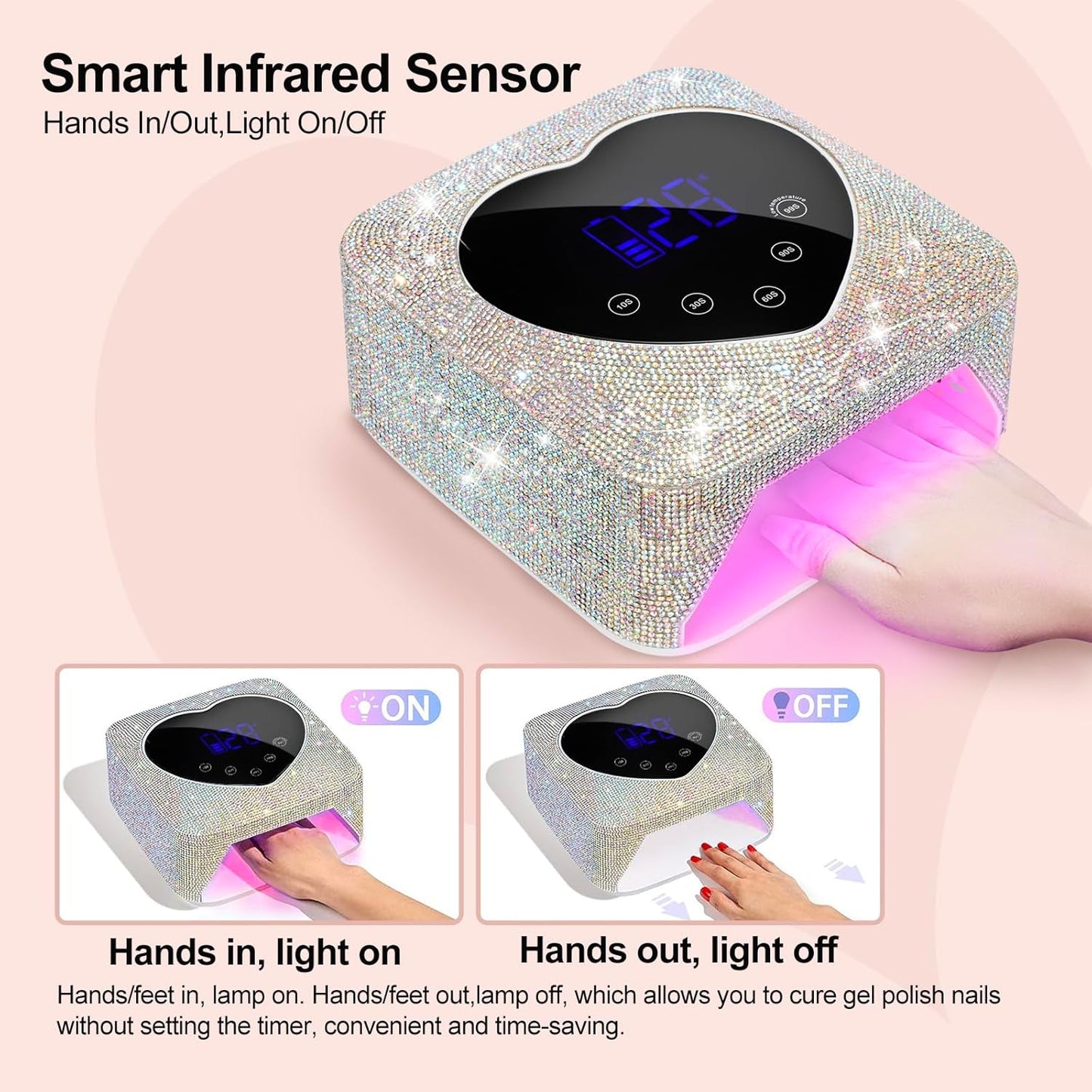 UV LED Nail Lamp - 72W Professional Gel Nail Curing Light with 4 Timer Settings & 30 Beads | Rechargeable Design